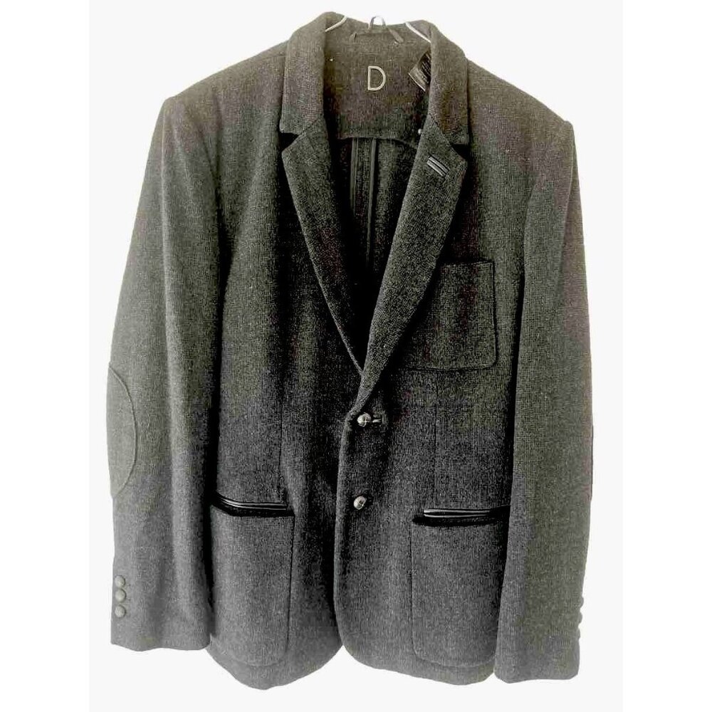 Troy Smith “D” Jacket Mens Size S Black Wool&viscose Blazer Elbow Patches retro